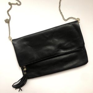 Black Crossbody Bag W/ Gold Chain + Tassel
